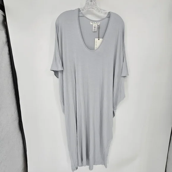 barefoot dreams lux milk jersey caftan grey tunic dress one size - Picture 2 of 7
